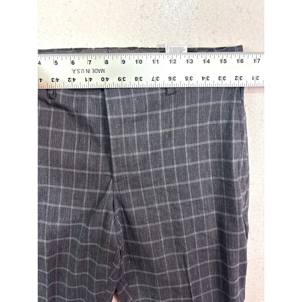 Banana Republic 31x30 Gray Check Linen Blend Dress Suit Pants Slim Fit‎ Mens